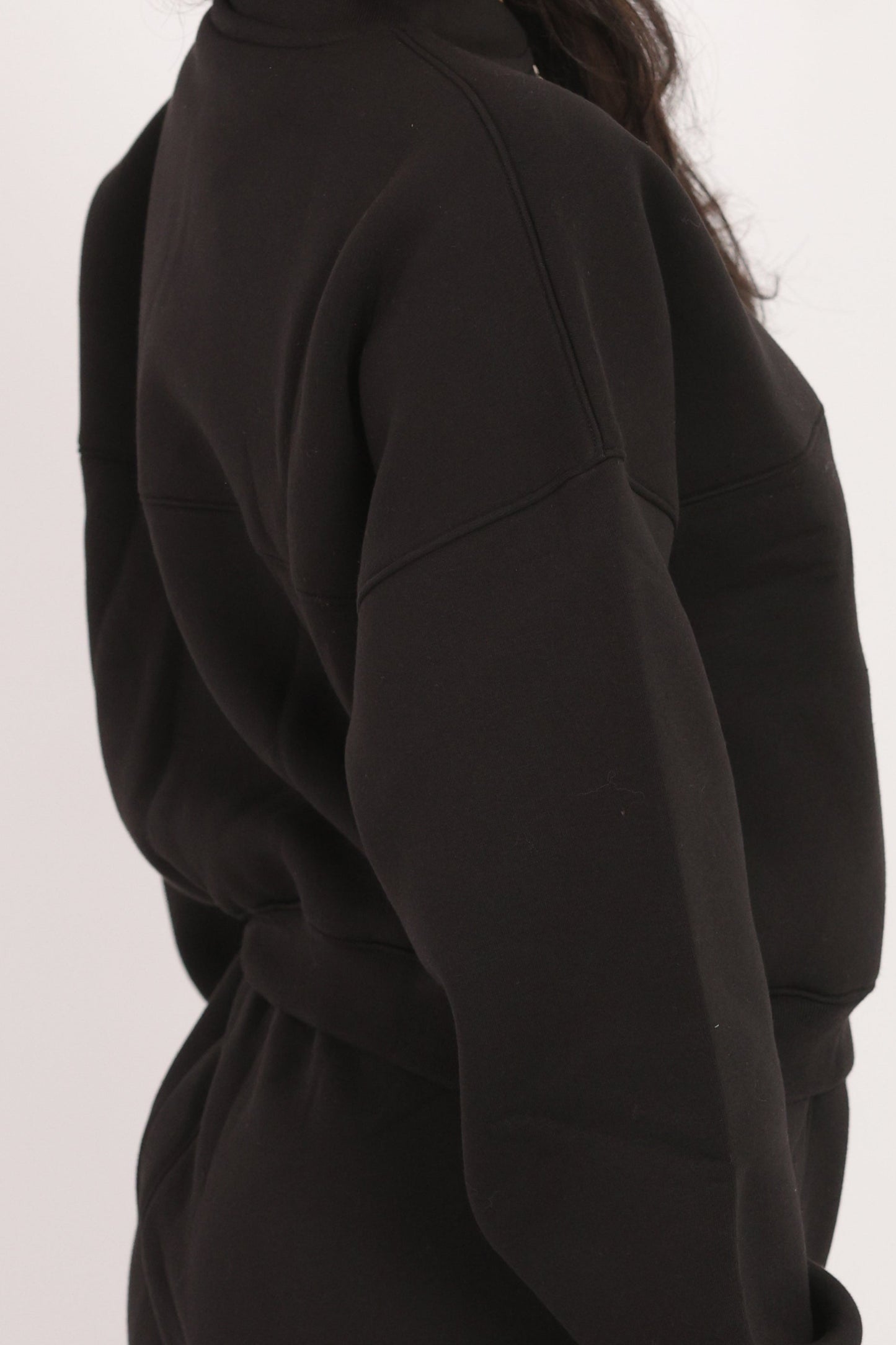 Oversize cropped zipper sweatshirt