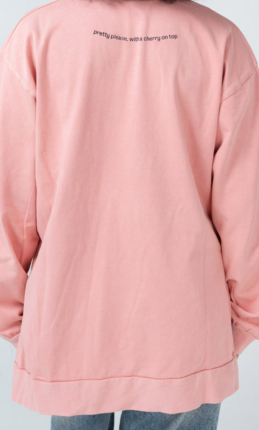 Oversized Washed Long Sleeve Cherry
