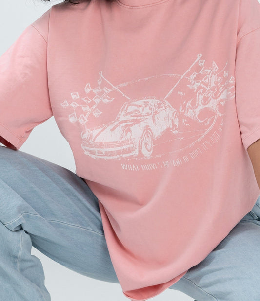 Unisex Oversized Vintage Washed T-Shirt – Racing Car