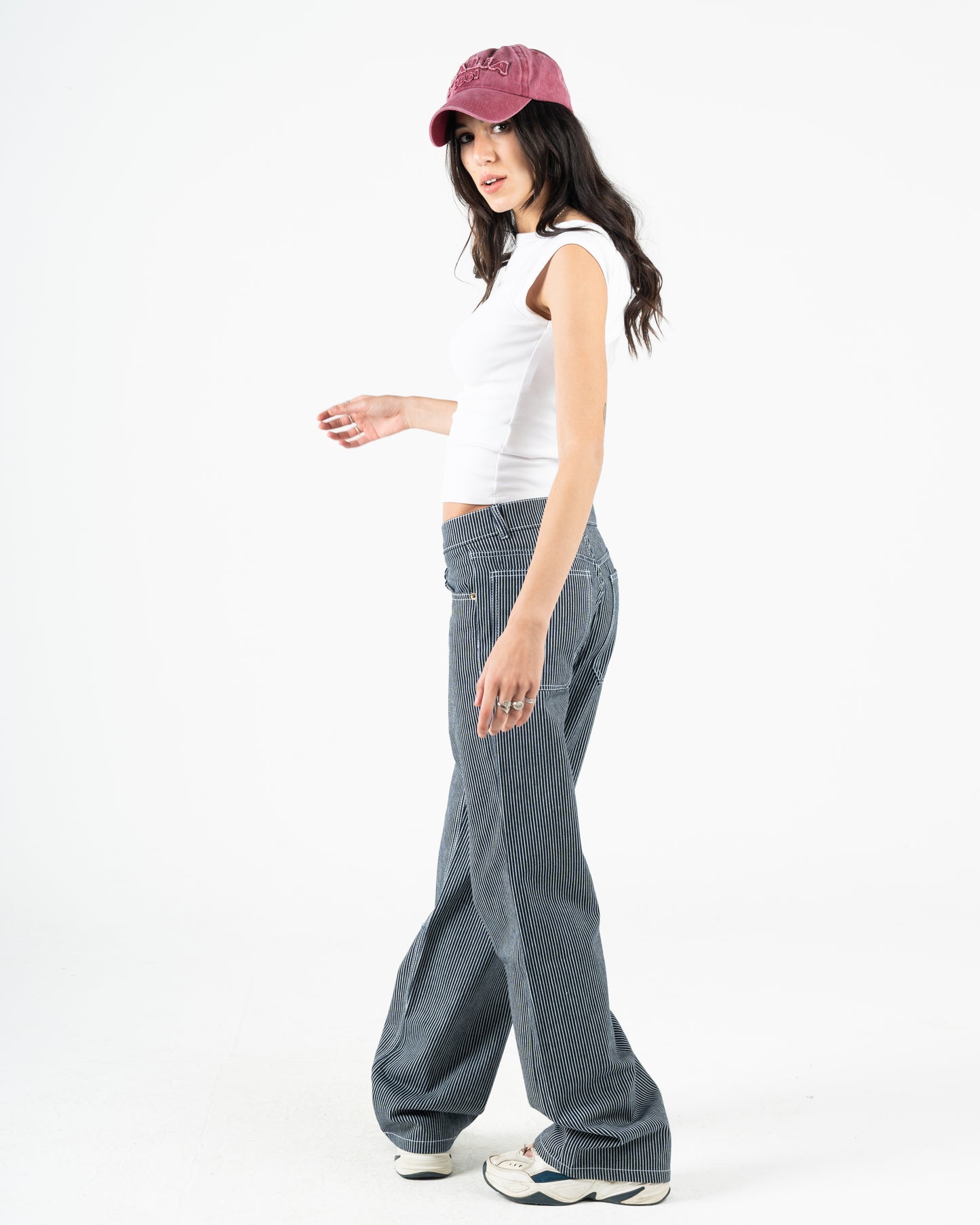 High-Waist Striped Jeans Pants