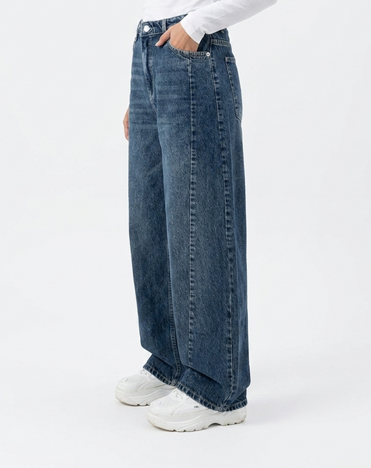 Deep Ocean Wide-Leg Jeans "Classic Mid Blue"