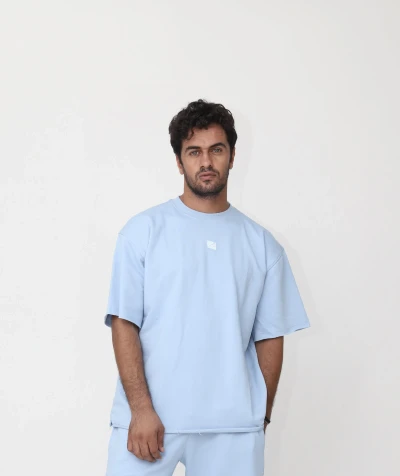 Unisex Oversized T-Shirt Basic Milton Black Baby Blue