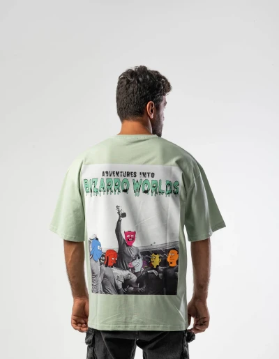 Unisex Oversized T-Shirt Printed Bizarro World Mint Green Mint Green