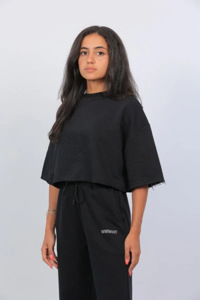 Oversized Crop Top Black Black