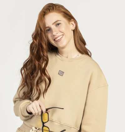 Cropped Sweatshirt Beige