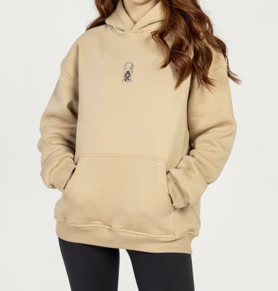 Unisex oversize hoodie printed Hanzla Beige