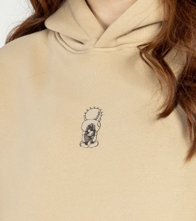 Unisex oversize hoodie printed Hanzla Beige