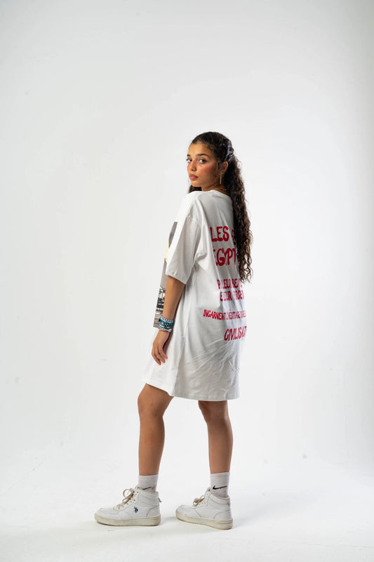Oversized Printed Long T-shirt Borg el Khahira