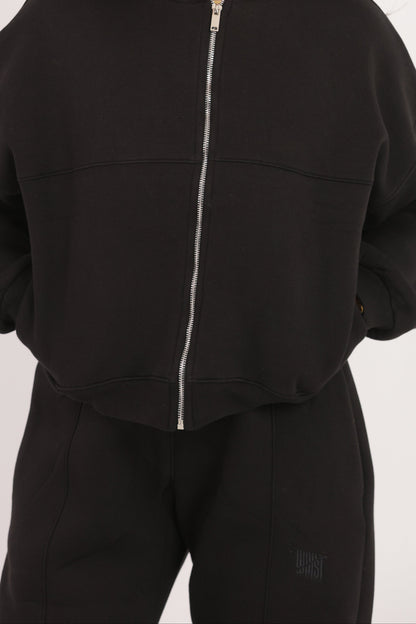 Oversize cropped  zipper sweatshirt