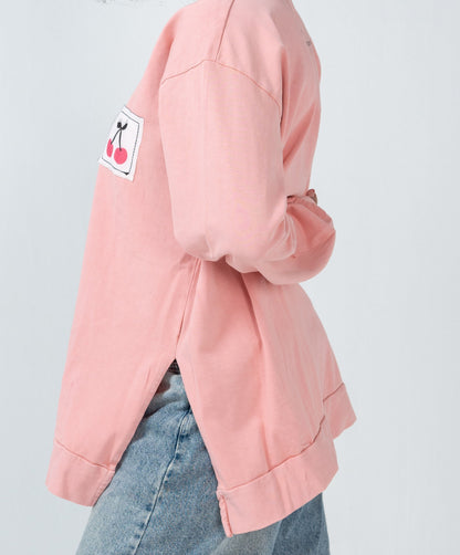 Oversized Washed Long Sleeve Cherry