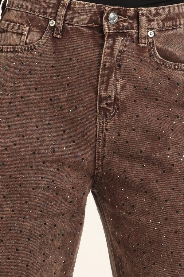 Brown Strass Jeans