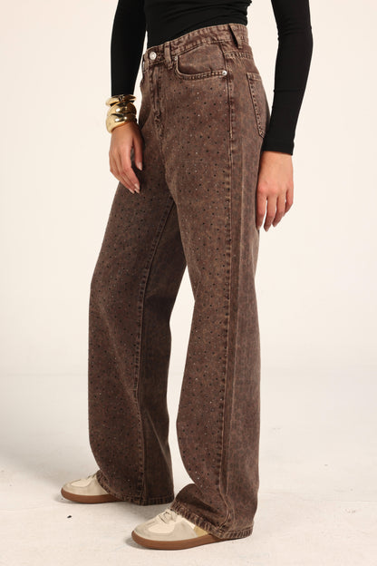 Brown Strass Jeans