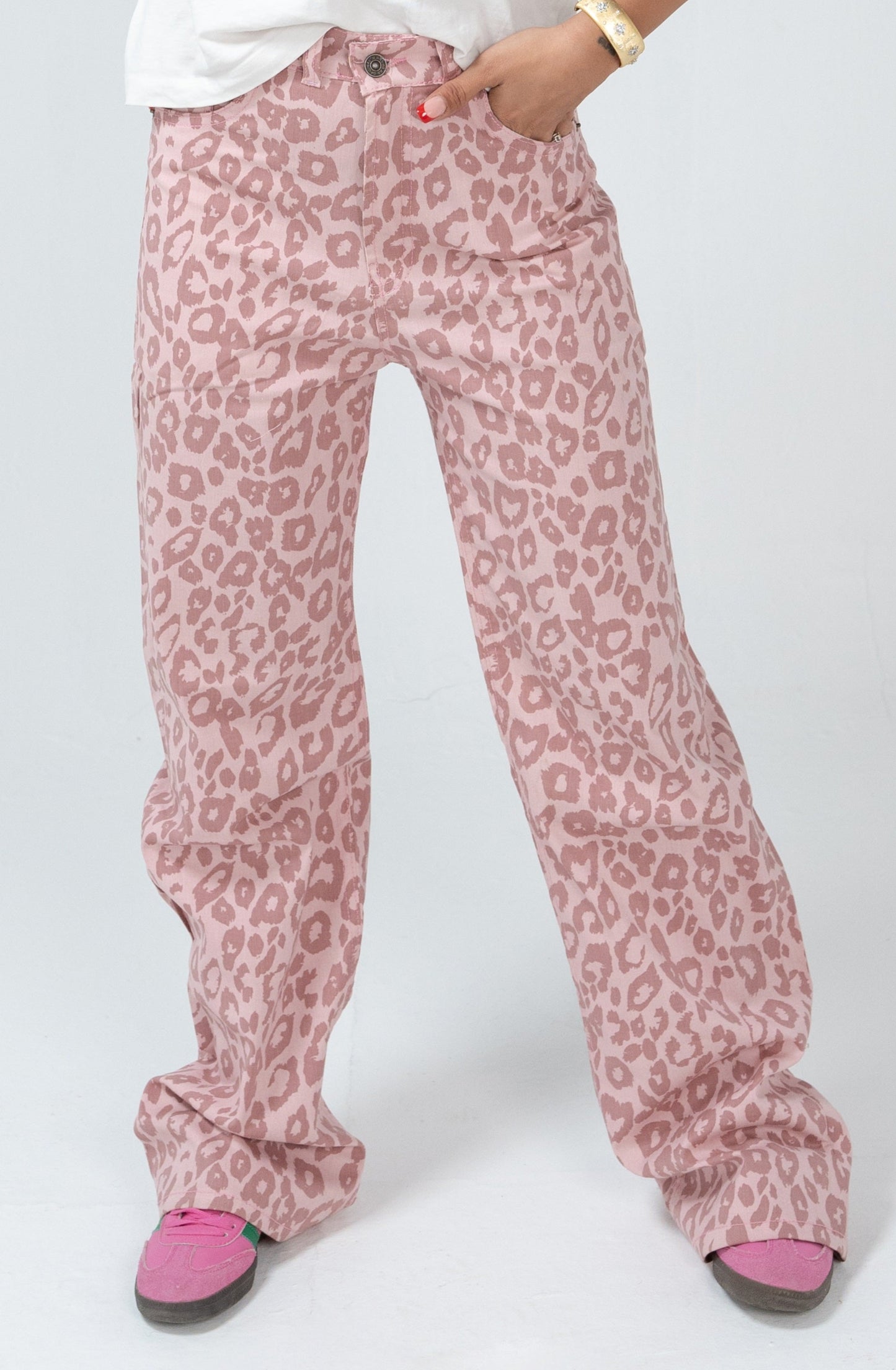 High-Waist Leopard Print Jeans Pants