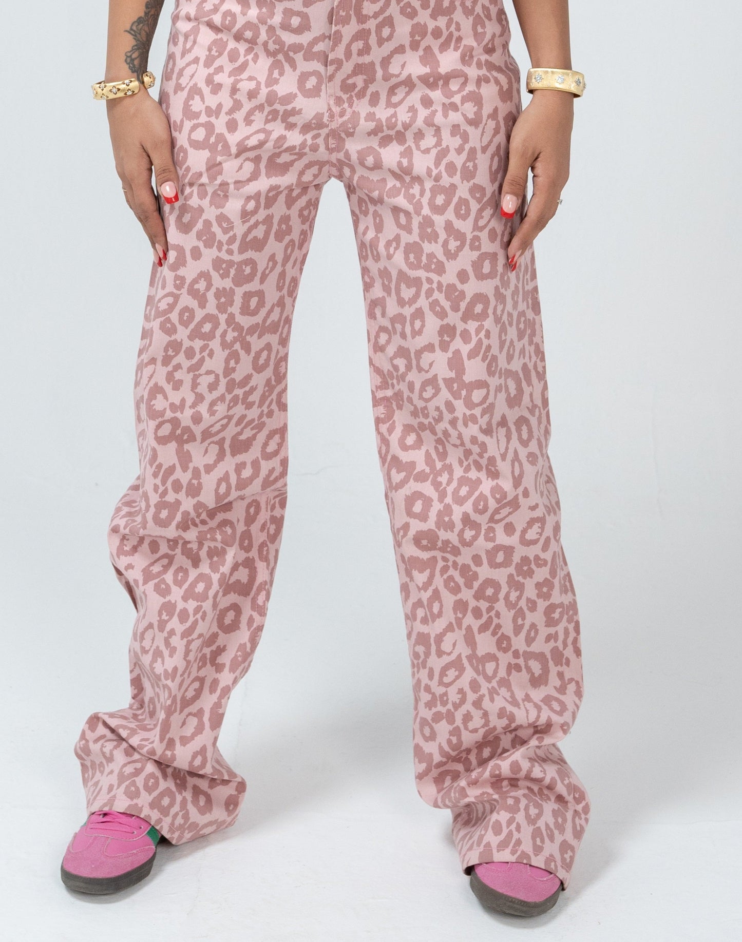 High-Waist Leopard Print Jeans Pants