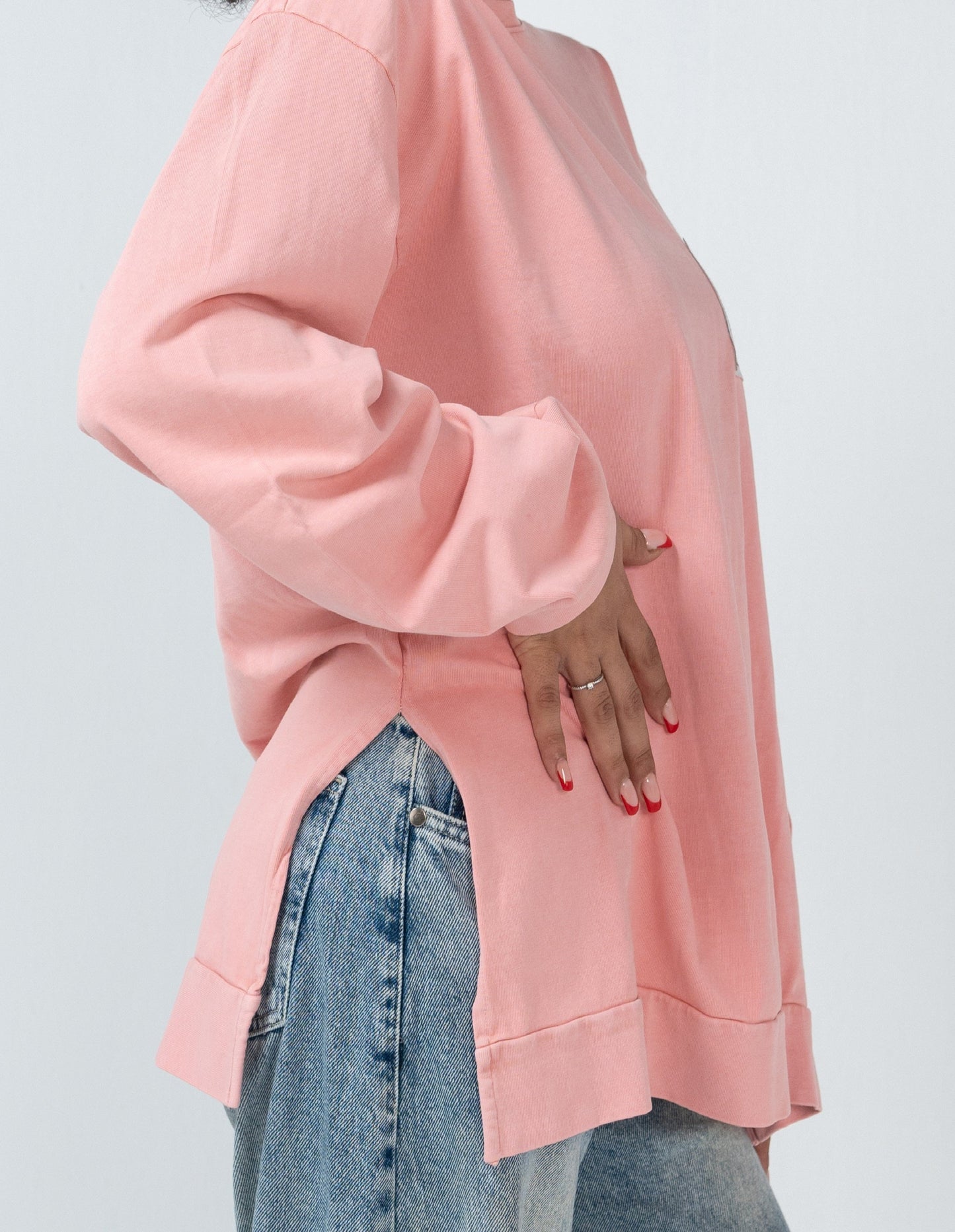 Oversized Washed Long Sleeve Cherry