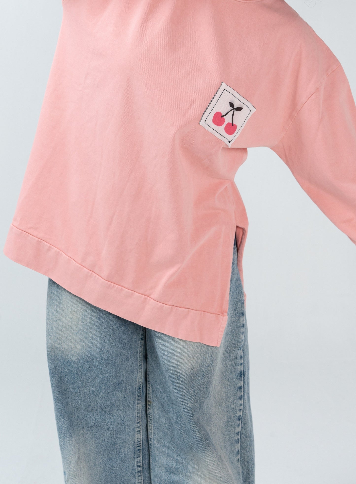 Oversized Washed Long Sleeve Cherry
