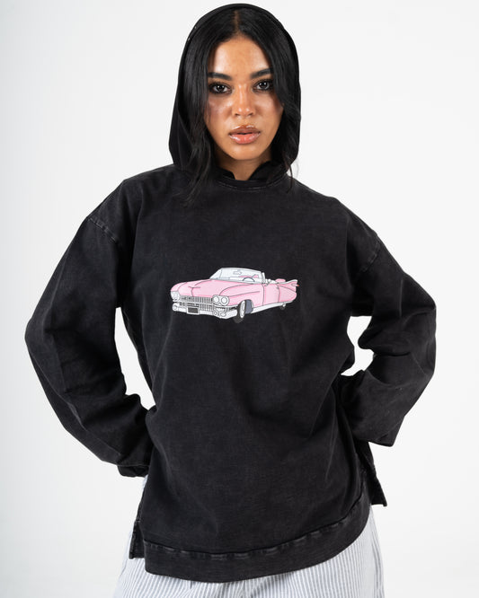Oversized vintage Washed Long Sleeve old car