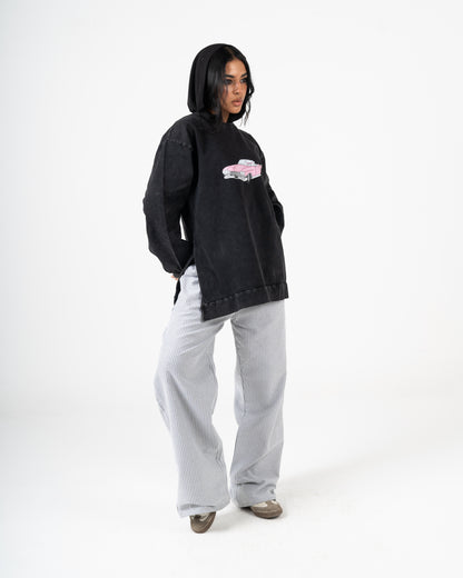 Oversized vintage Washed Long Sleeve old car