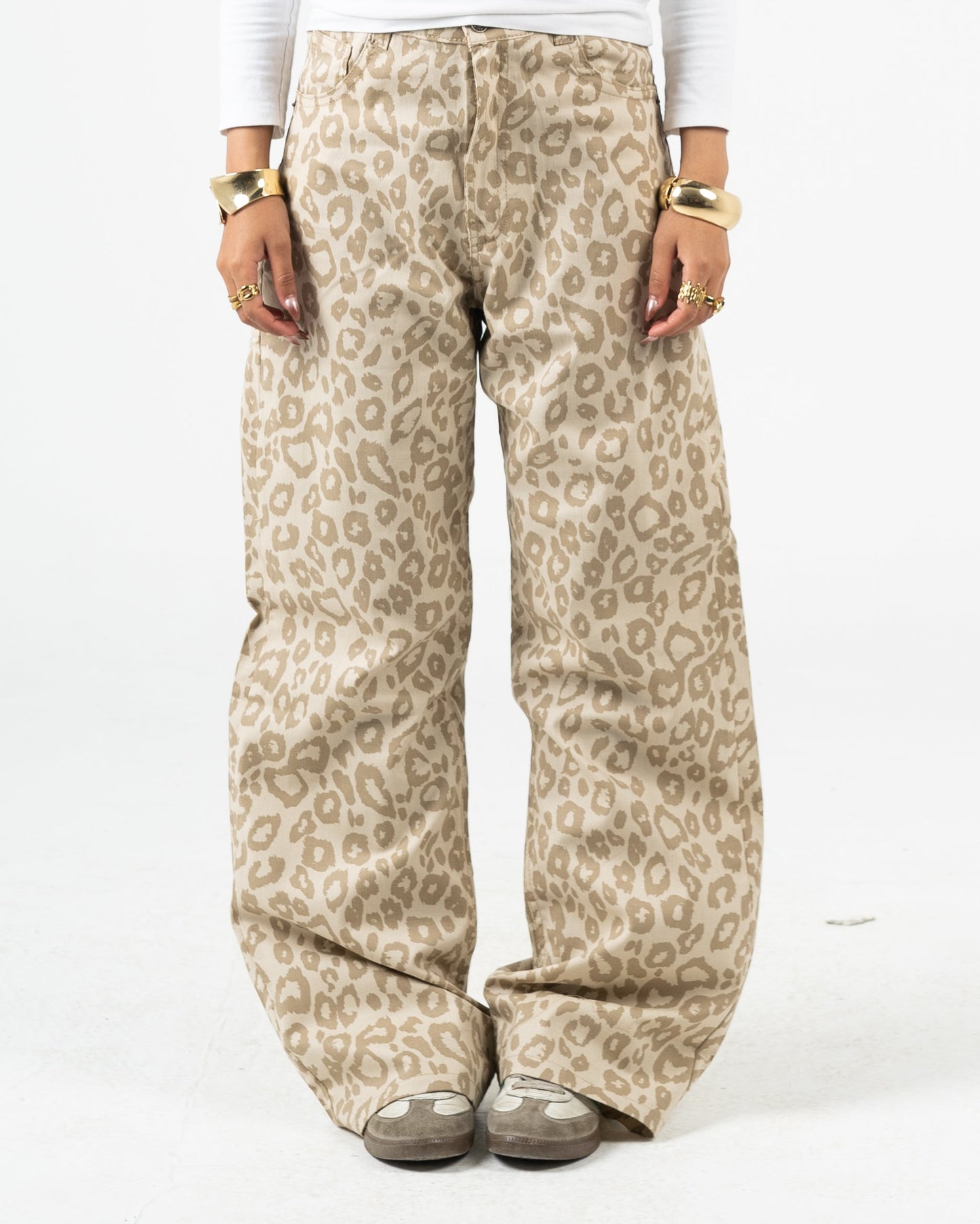 High-Waist Leopard Print Jeans Pants