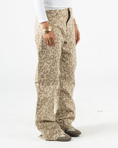 High-Waist Leopard Print Jeans Pants