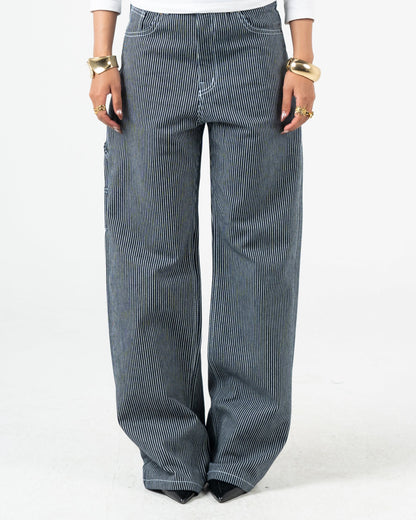 High-Waist Striped Jeans Pants
