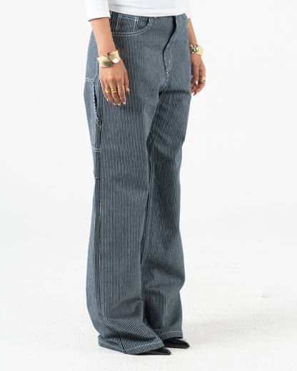High-Waist Striped Jeans Pants