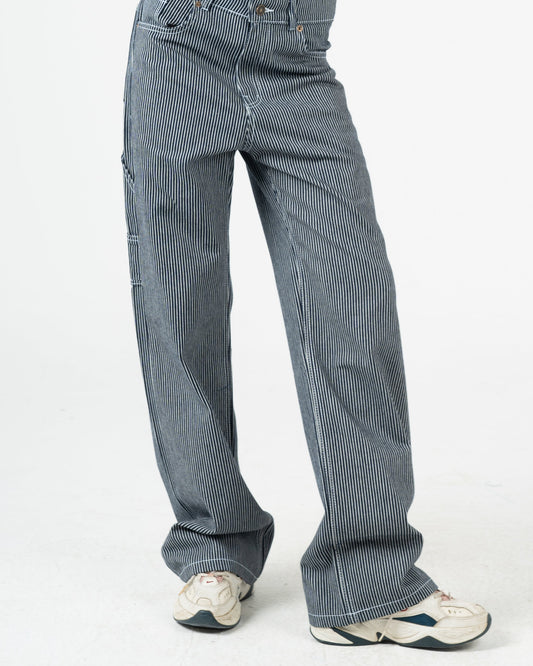 High-Waist Striped Jeans Pants