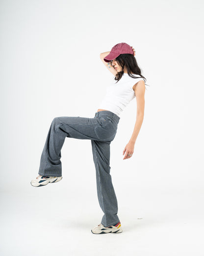 High-Waist Striped Jeans Pants