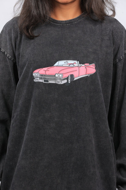 Oversized vintage Washed Long Sleeve old car
