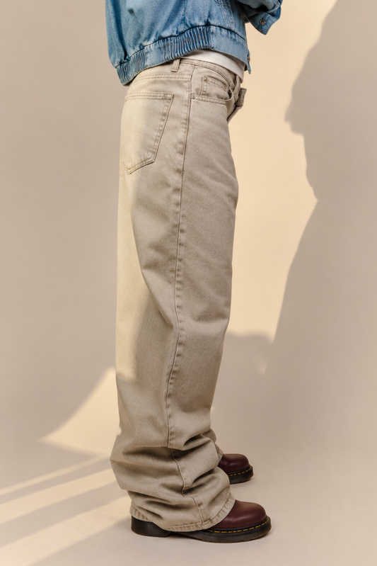 Washed Beige Jeans