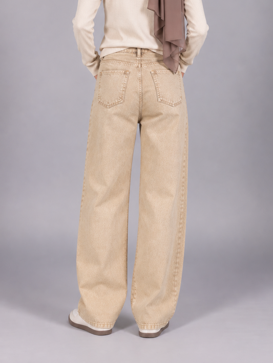 Washed Beige Jeans