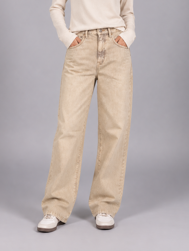 Washed Beige Jeans