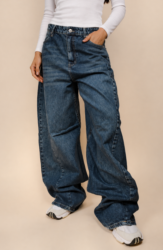 Deep Ocean Wide-Leg Jeans "Classic Mid Blue"