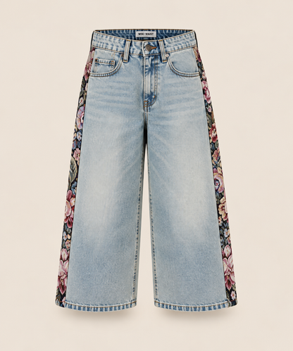 Floral Cropped Denim Pants