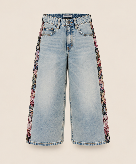 Floral Cropped Denim Pants