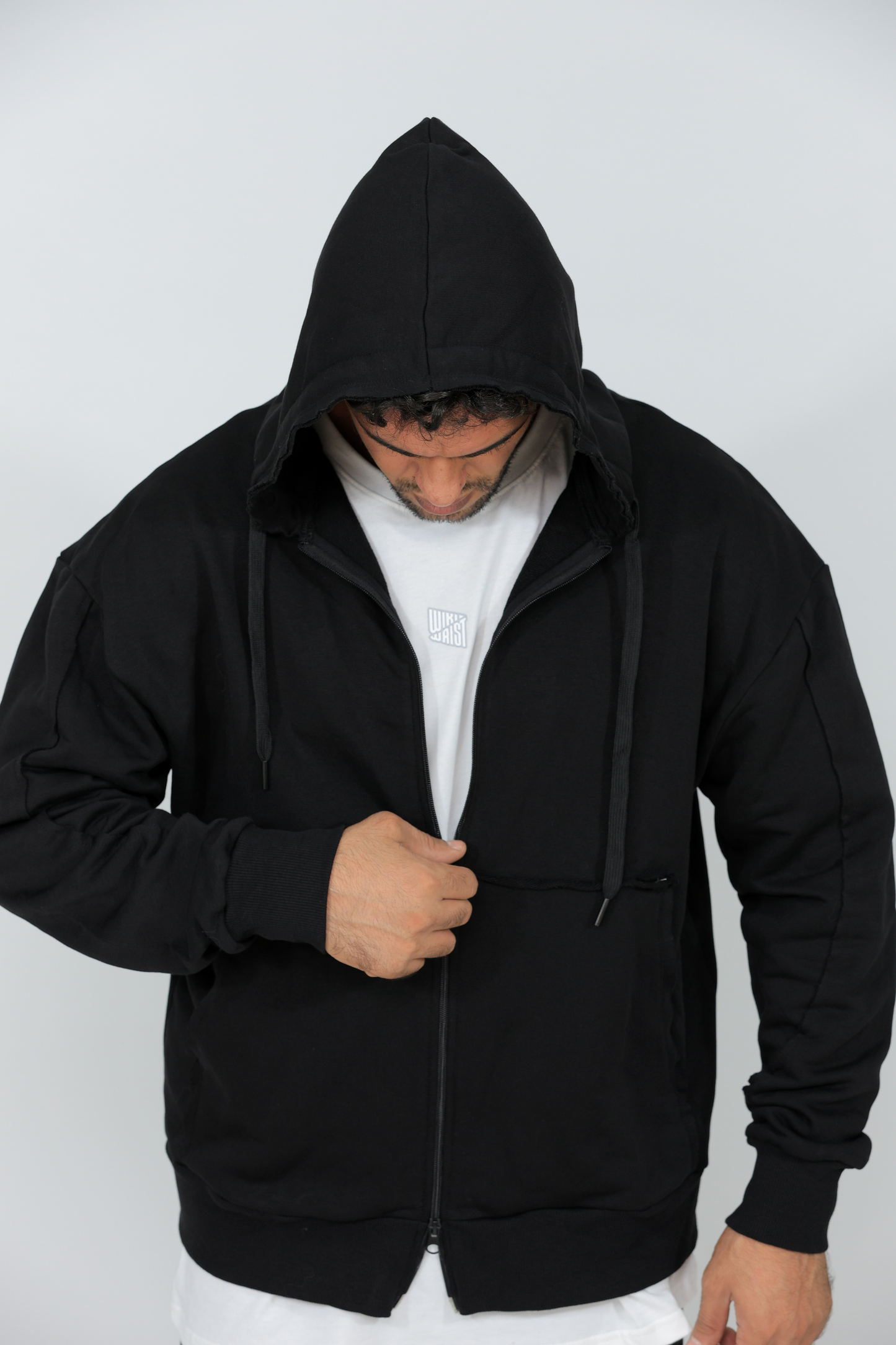 Unisex oversized zipped inside out sweatshirt