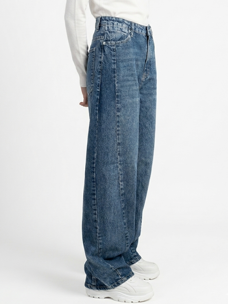 Deep Ocean Wide-Leg Jeans "Classic Mid Blue"