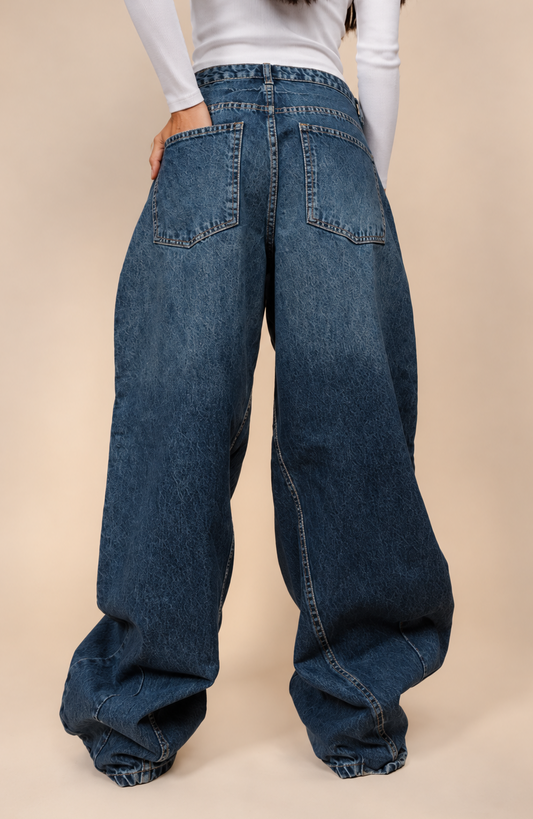 Deep Ocean Wide-Leg Jeans "Classic Mid Blue"
