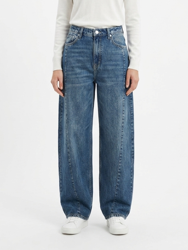 Deep Ocean Wide-Leg Jeans "Classic Mid Blue"