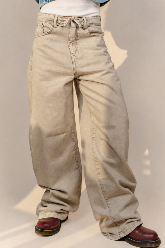 Washed Beige Jeans