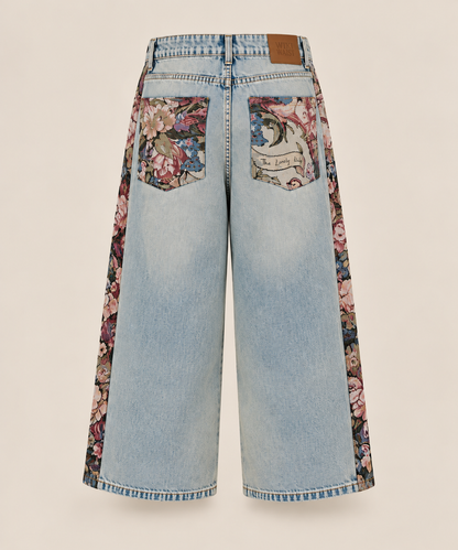 Floral Cropped Denim Pants